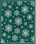 Deep Green Snowflakes Holiday Rug