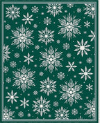 Deep Green Snowflakes Holiday Rug