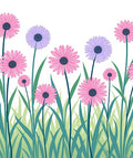 Pink Lavender Daisy Garden Border Rug