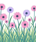 Pink Lavender Daisy Garden Border Rug