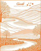 Orange Countryside Landscape Scene Rug
