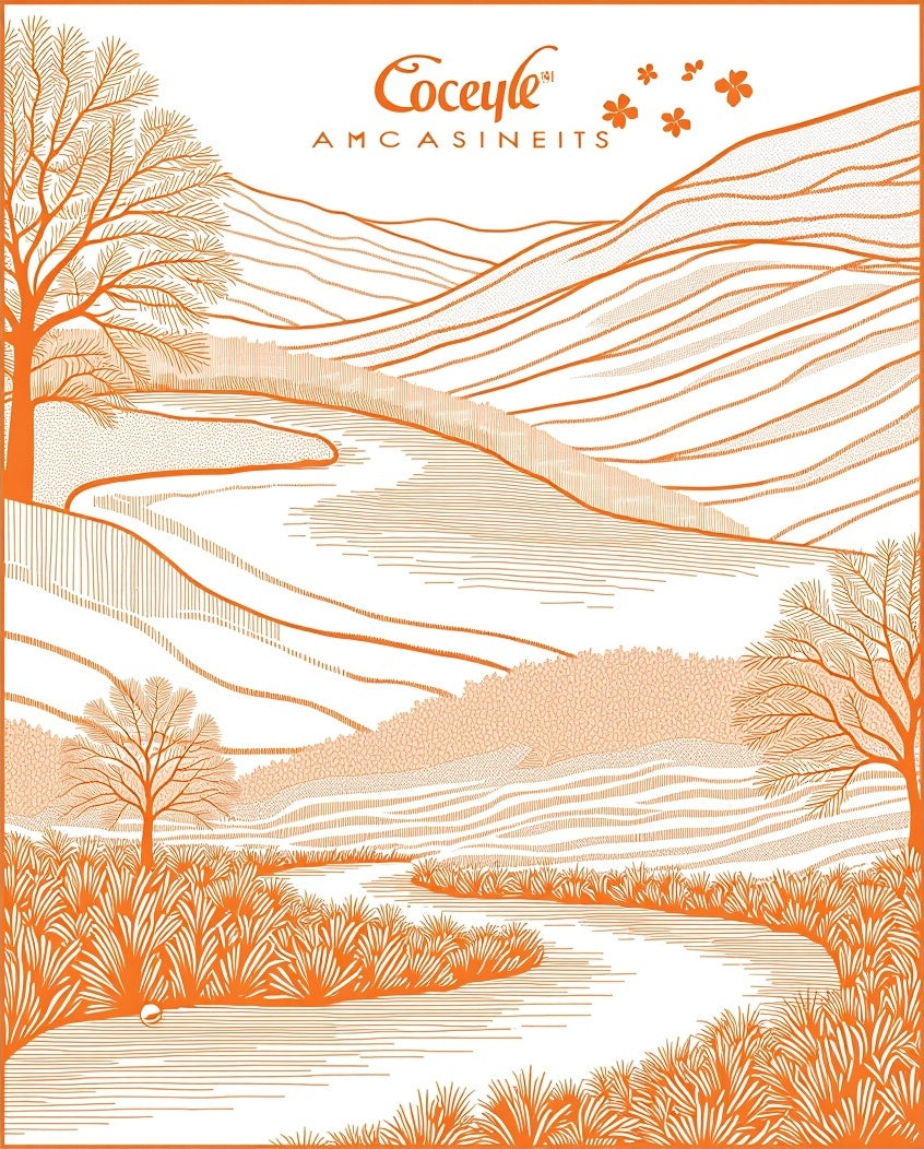 Orange Countryside Landscape Scene Rug