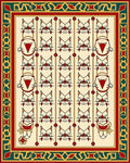 Whimsical Red Cat Border Cream Rug