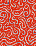 Vibrant Red Swirl Stripe Folk Art Rug