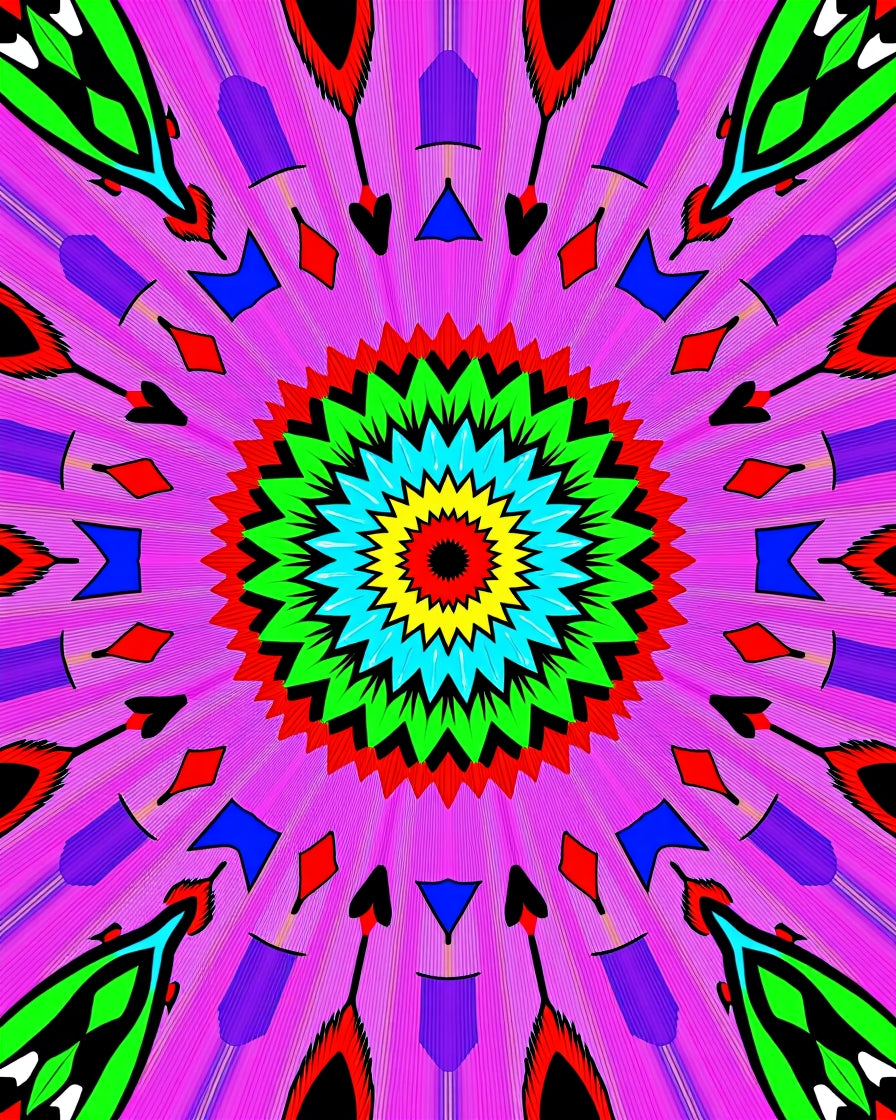 Vibrant Pink Mandala Sunburst Rug