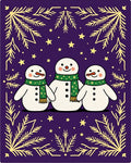 Festive Purple Snowman Star Garland Rug