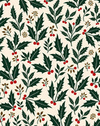 Festive Holly Berry Leaf Scatter Rug
