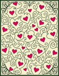 Crimson Heart Swirls On Cream Field Rug