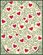 Crimson Heart Swirls On Cream Field Rug
