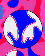 Bold Pink Blue Blob Abstract Rug