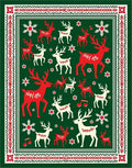 Crimson White Reindeer Forest Border Rug