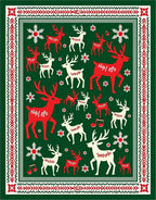 Crimson White Reindeer Forest Border Rug