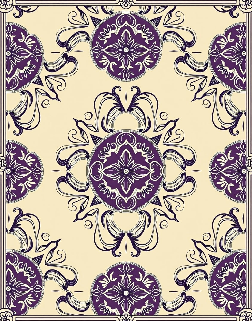 Elegant Plum Floral Mandala Arrangement Rug