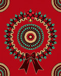 Festive Red Mandala Wreath Bow Rug