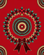 Festive Red Mandala Wreath Bow Rug