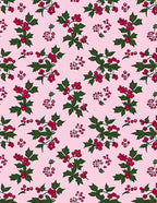 Festive Pink Holly Berry Sprigs Rug