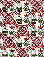 Crimson White Snowman Christmas Trees Rug