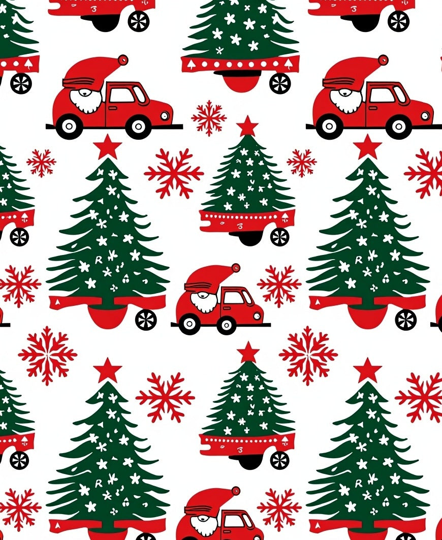 Cheery Red Santa Car Christmas Trees Rug