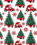 Cheery Red Santa Car Christmas Trees Rug