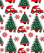 Cheery Red Santa Car Christmas Trees Rug