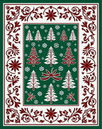 Festive Green Red Pine Wreath Rug