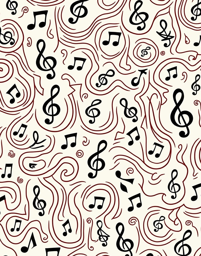 Black Treble Clef Musical Notes Rug