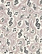Black Treble Clef Musical Notes Rug