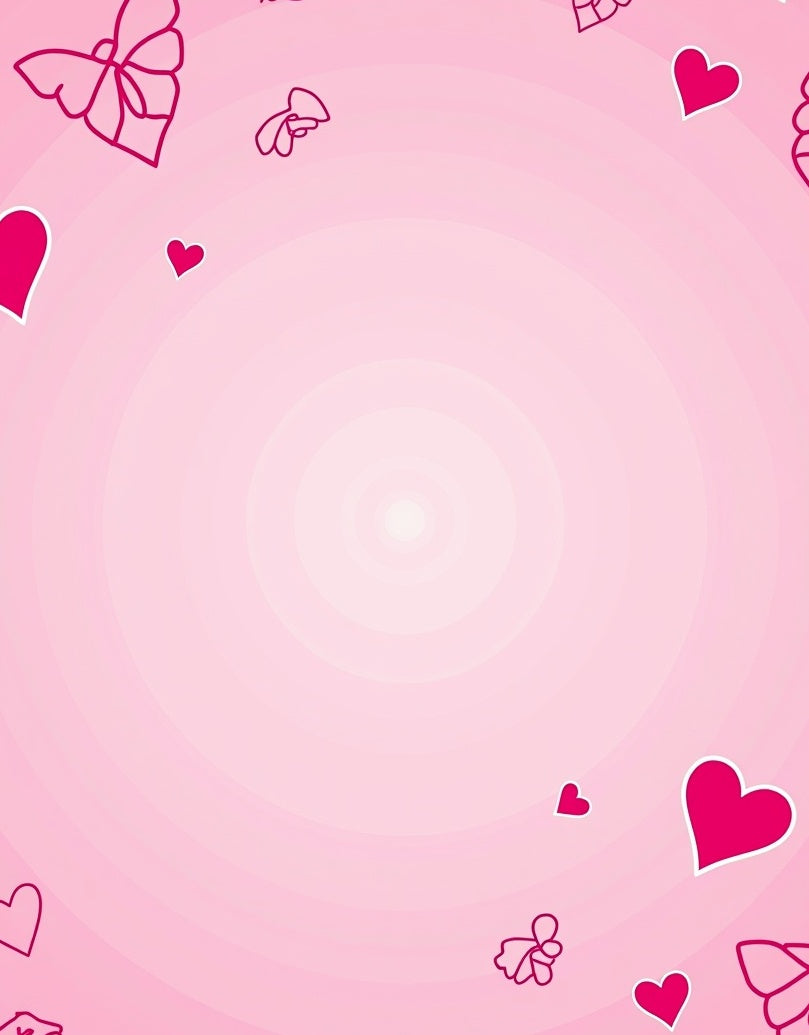 Soft Pink Hearts Bows Scattered Rug