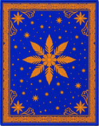 Vibrant Royal Blue Golden Starburst Rug