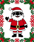 Jolly Red Santa Christmas Holly Frame Rug