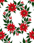 Holiday Red Poinsettia Green Holly Rug