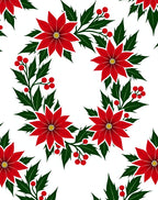 Holiday Red Poinsettia Green Holly Rug