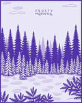 Violet Snowy Evergreen Forest Scene Rug