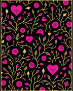 Hot Pink Heart Rose Vine Rug