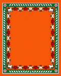 Orange White Red Green Animal Border Rug