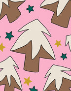 Modern Pink Gingerbread Tree Star Rug