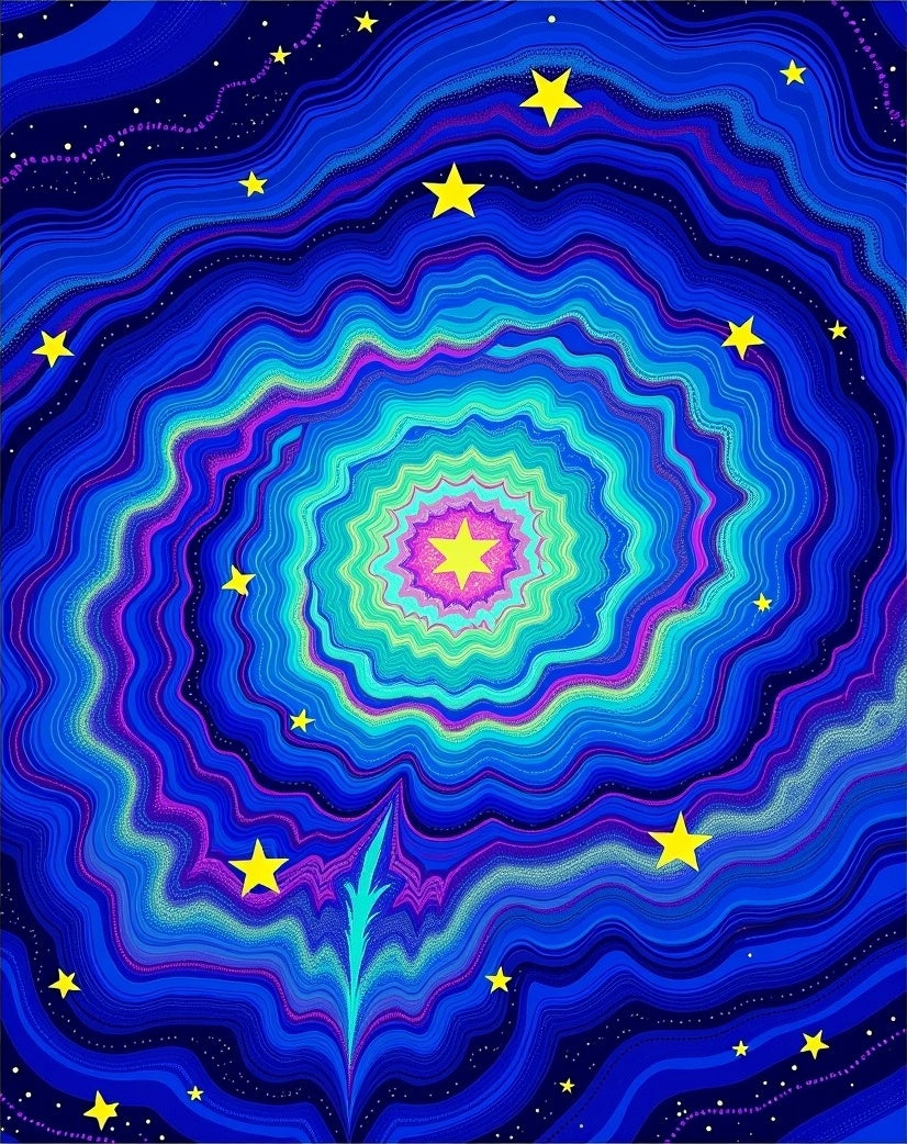 Cosmic Swirl Yellow Starry Night Rug