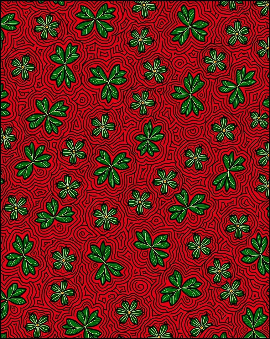 Vibrant Red Clover Swirl Rug