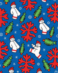 Red White Snowman Christmas Tree Snowflakes Rug