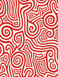 Red Swirling Lines Maze Rug