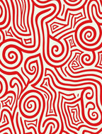 Red Swirling Lines Maze Rug