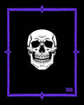 Gothic White Skull Purple Border Rug