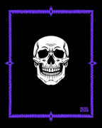 Gothic White Skull Purple Border Rug