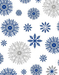 Ocean Blue Silver Snowflake Scatter Rug