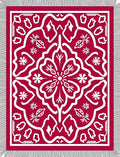 Crimson Symmetric Floral Lace Rug