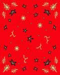 Red Floral Scatter With Twirls Rug