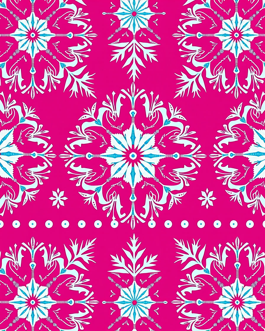 Hot Pink Snowflake Mandala Rug