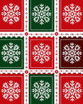 Festive Red Green Snowflake Collage Rug