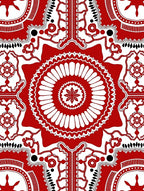 Vibrant Red White Mandala medallion Rug