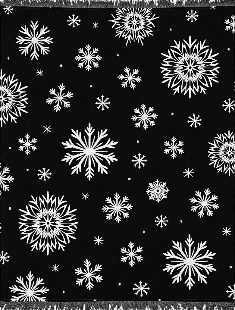 Snowflake Black White Holiday Scatter Rug